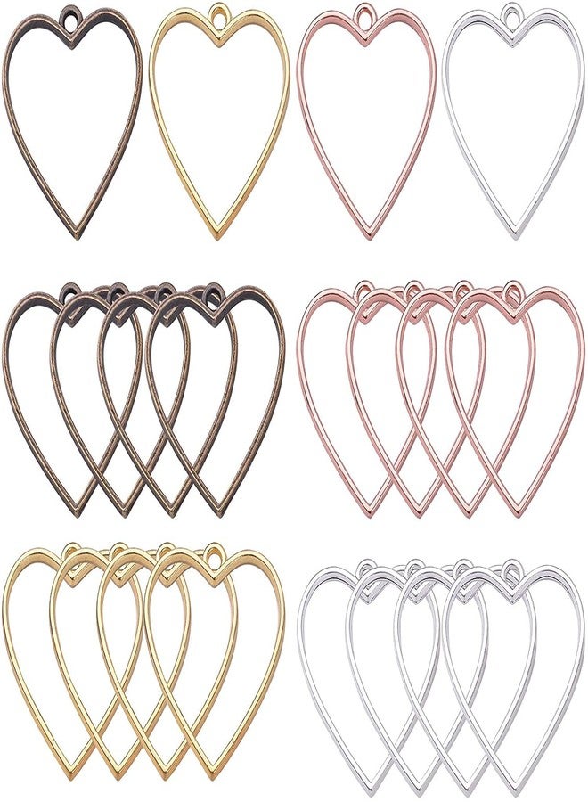 Excellentcrafts Heart Open Bezel Pendants Charms Resin Molds for Jewelry Findings DIY Pressed Flower Frame Mixed Color 20pcs - Image 2